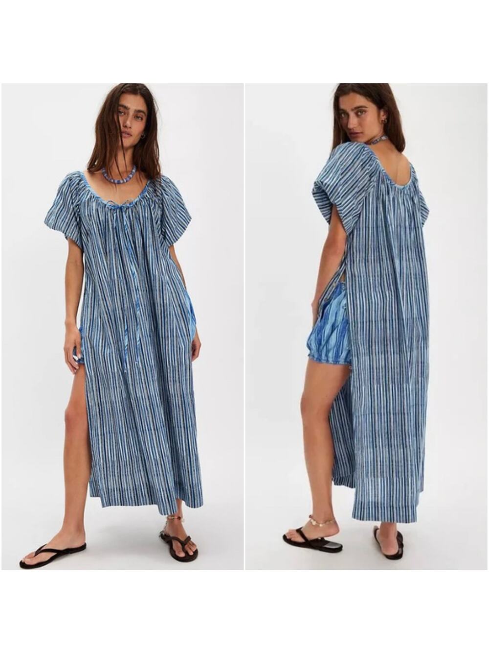 Free People free-est NWOT Waymar Co-Ord Ocean Combo Blue Relaxed Tunic Set XS